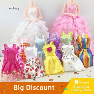 【Ready Stock】10Pcs/Lot Mixed Colors Styles Toy Clothes Tutu Princess Dresses for Dollhouses