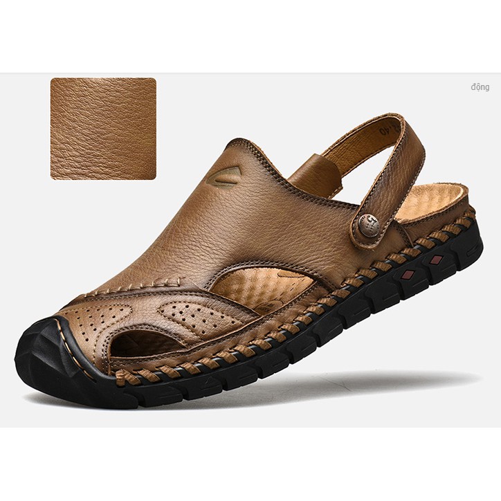 Sandal Camel Active Đức- Da bò 100% - Dép Sandal Nam - Dép Rọ Nam 2019