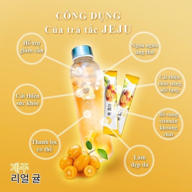 MỘT HỘP 20 GÓI TRÀ TẮC JEJU TẶNG 1 GÓI HOA CÚC, 1GÓI HOA NHÀI, 1 GÓI TẮC SÂY, 1 BÌNH PHA