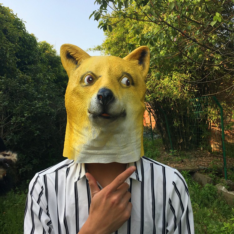 Mặt nạ hóa trang hình chú CHÓ NGÁO VÀNG chó husky shiba  dùng trong hóa trang halloween Cosplay trung thu lễ hội
