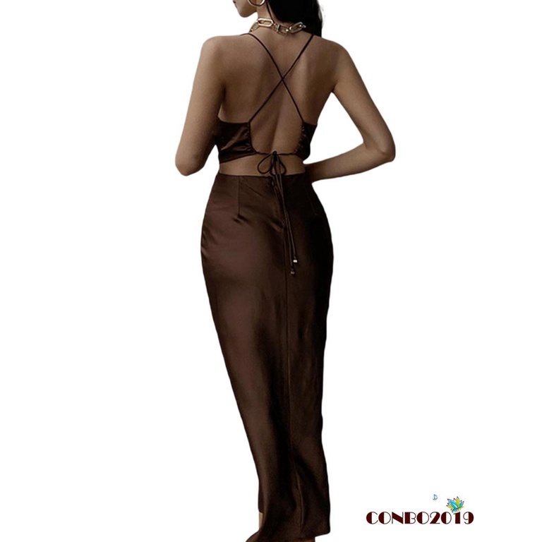 Hgm-đầm Hở Lưng Thắt Nơ Cổ Bò Cho Nữ