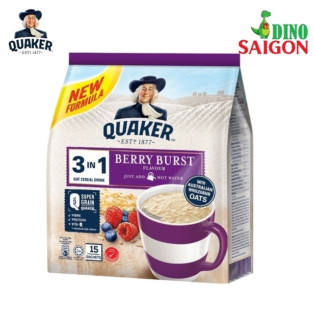 Combo 2 Gói Thức Uống Yến Mạch Quaker 3in1 Vị Cà Phê Mocha và Dâu Berry