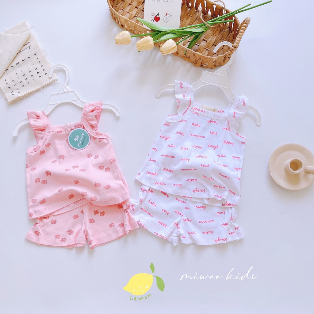 Bộ cánh tiên cotton chính hãng Miwoo mùa hè cho bé gái siêu xinh bảng màu 2