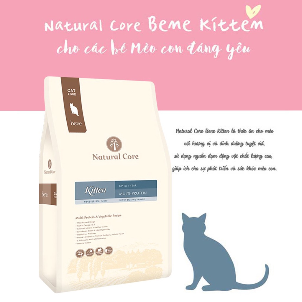Hạt Natural Core C1 Bene Kitten cho mèo con dưới 12 tháng tuổi