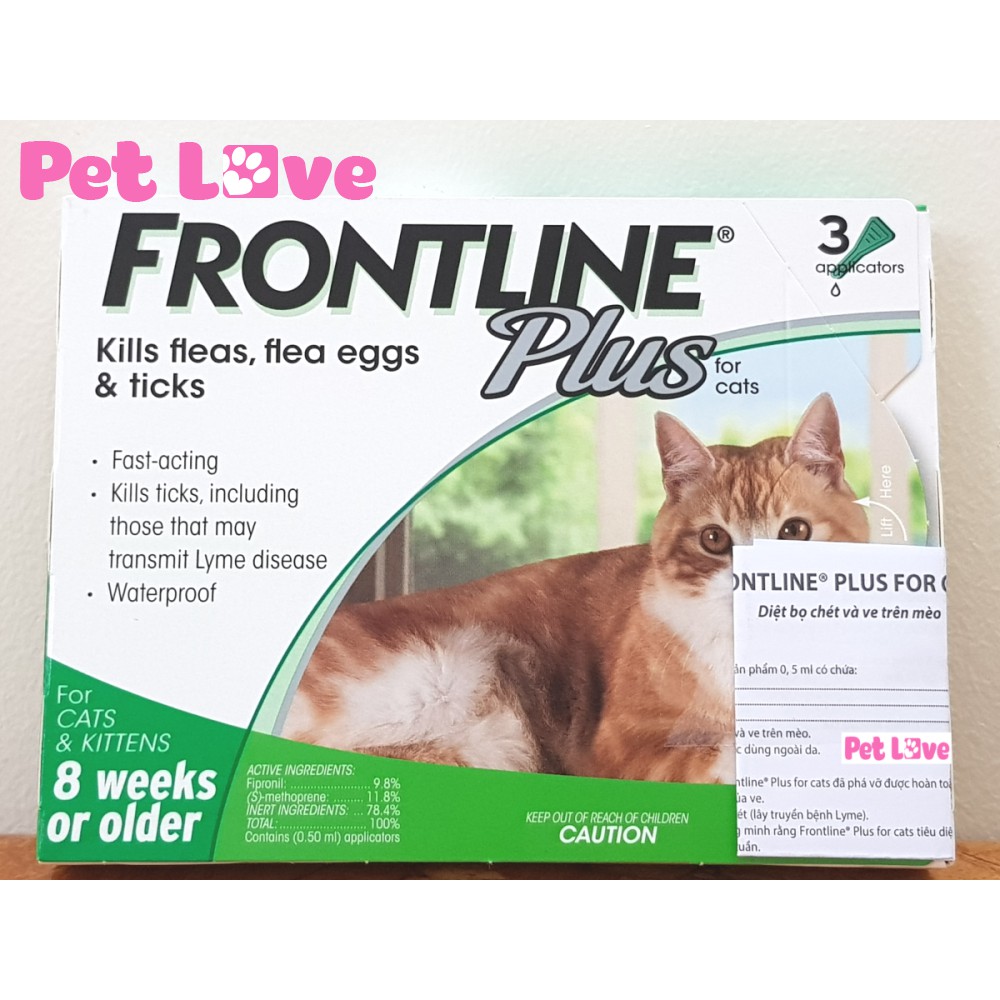1 hộp Frontline Plus (3 tuýp) nhỏ gáy diệt ve rận, bọ chét trên mèo
