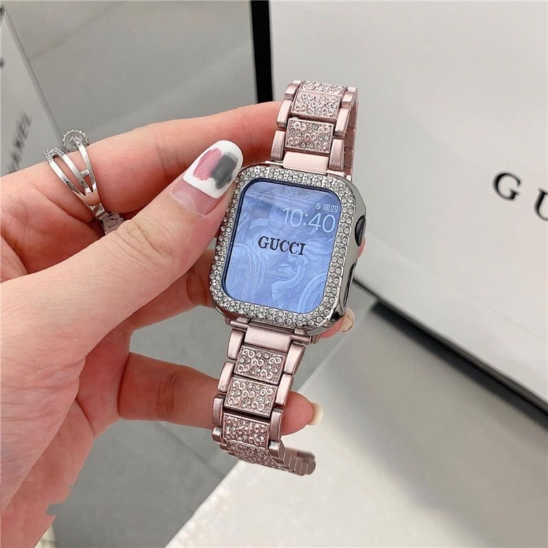 Dây đeo kim loại đính đá thích hợp cho Apple Watch Series IWatch 7 / 6 / 5 / 4 / 3 /SE 38mm 40mm 41mm 42mm 44mm 45mm