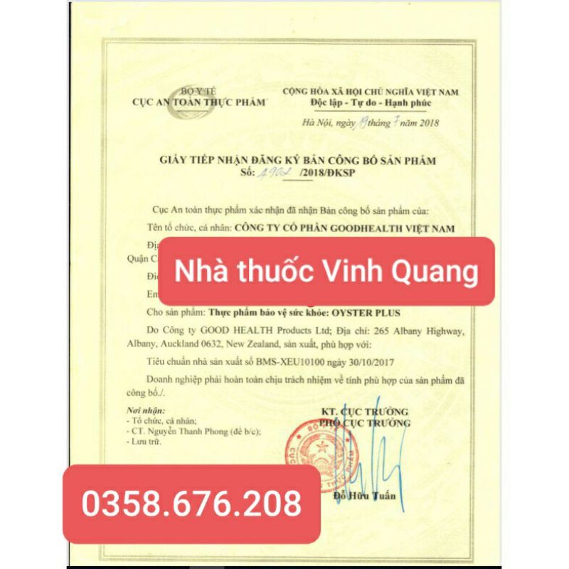 Tinh Chất Hàu OYSTER PLUS ZINC Goodhealth [Chính Hãng]