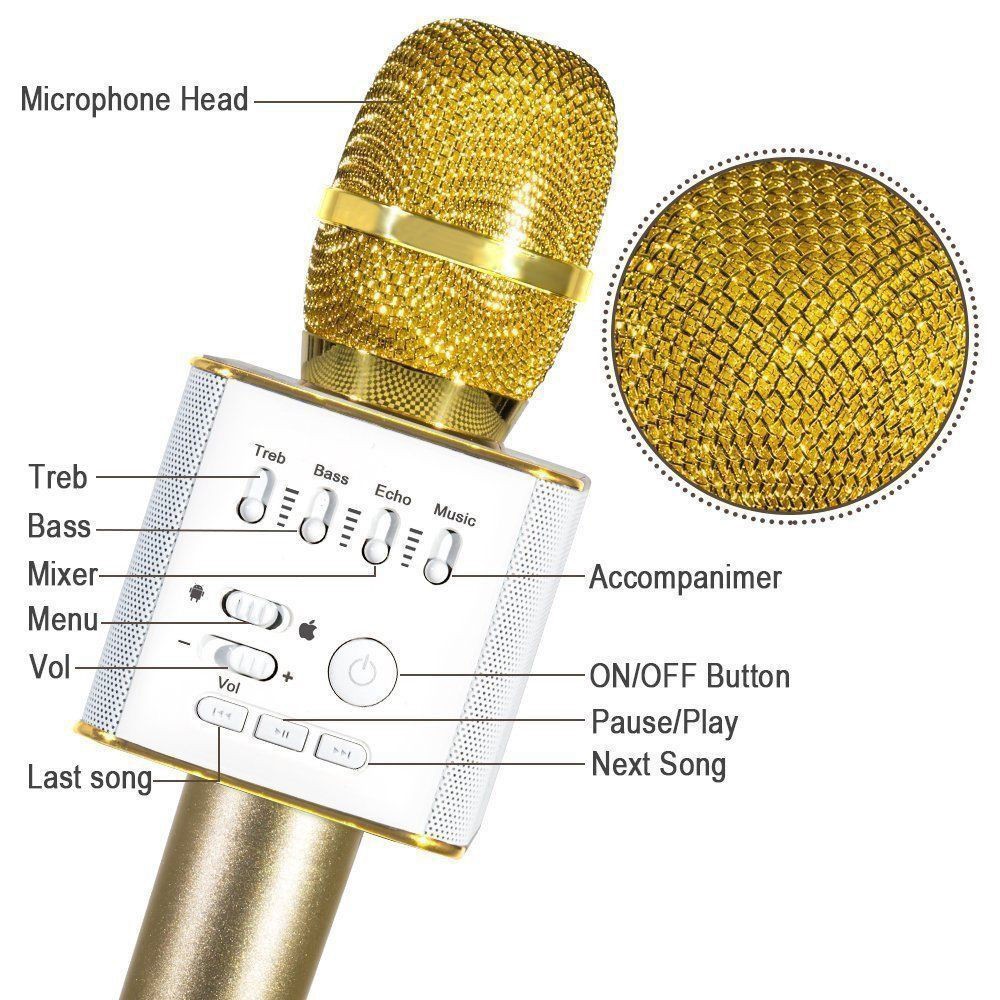 Micro hát karaoke bluetooth Q9 kèm hộp đựng cho Iphone/Android