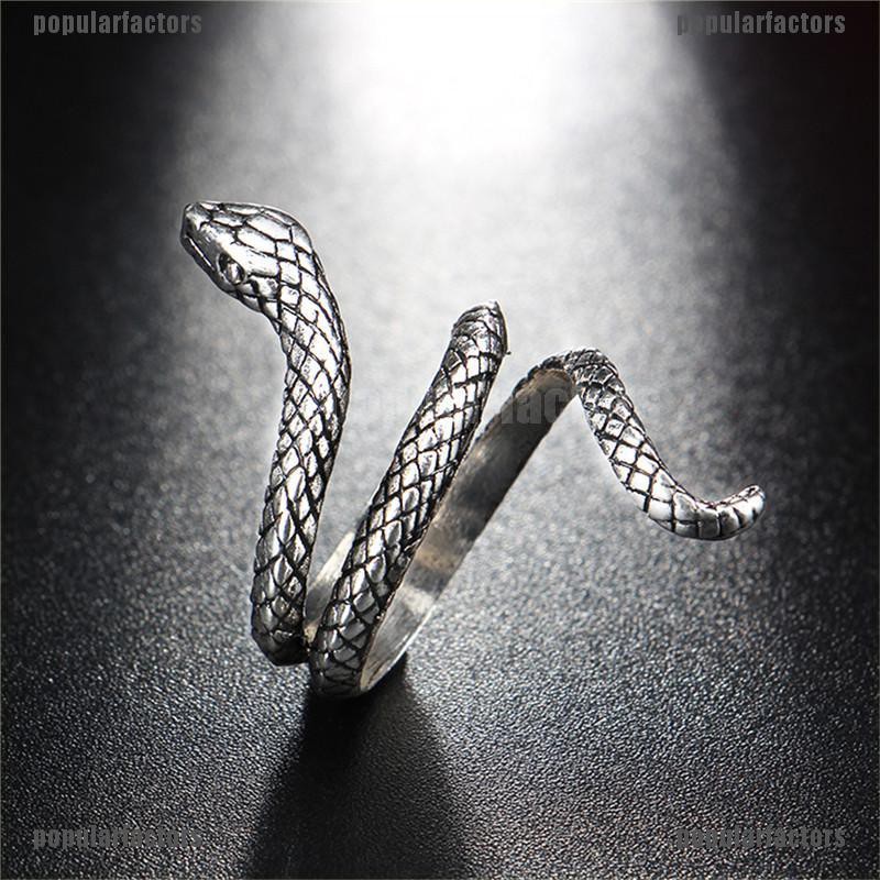 Vintage Antique Silver Plated Ring Women Jewelry Men Retro Alloy Snake Open Ring [Factors