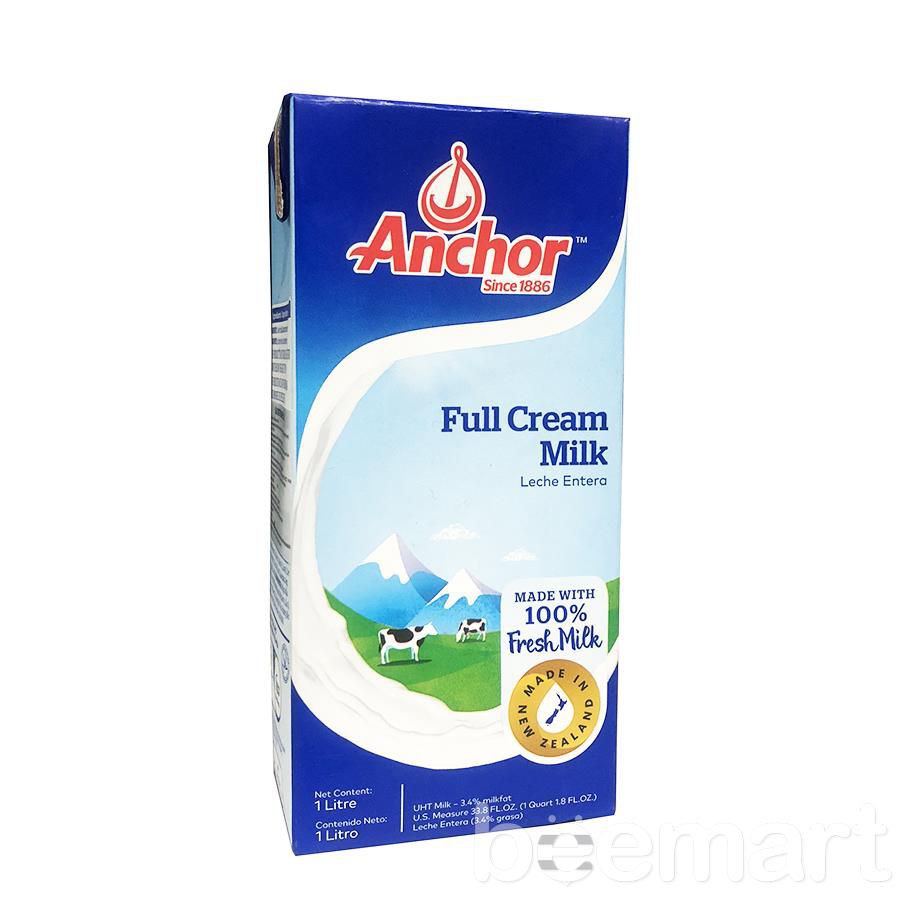 [Mã 66FMCGSALE hoàn 8% đơn 500K] Sữa tươi Anchor Full Cream 1L