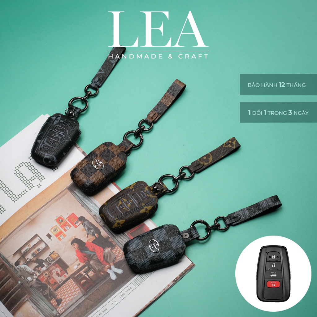 Ốp da bảo vệ chìa khoá Toyota Corolla Cross Camry Altis 2022  khâu tay có dây tay cầm TCRV AD