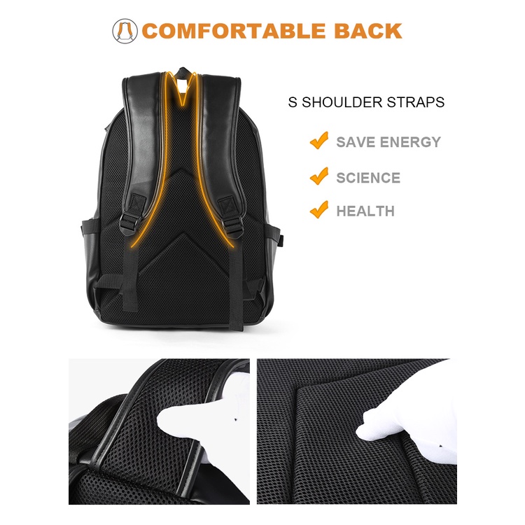 Balo Da pu Đựng laptop 14inch Chống Thấm Nước Thời Trang Cho Nam