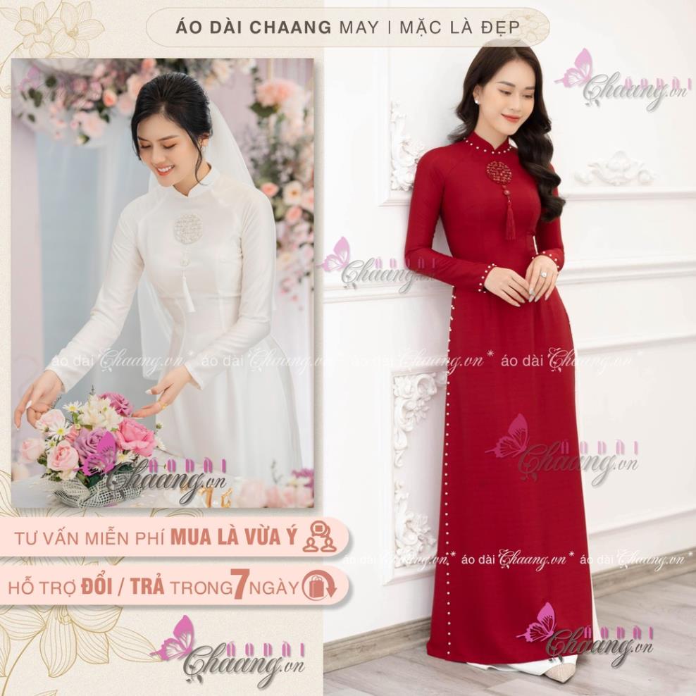 Áo Dài Cưới Cô Dâu Thiết Kế Chữ Hỷ Pha Lê Cao Cấp Vải Lụa Vân Dự Tiệc Đám Hỏi Đẹp C-ADC322