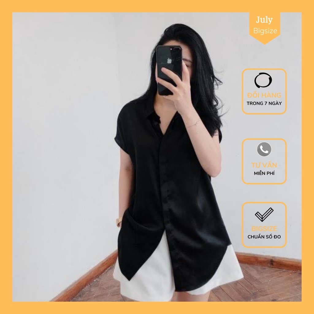 BIG SIZE - Áo sơ mi lụa dáng dài (58kg - 98kg)