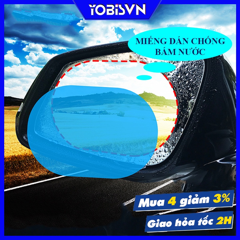 Miếng Dán Gương Kính Ô tô Xe Máy Bộ Dán NANO Chống Mưa Chống Đọng Nước Mờ