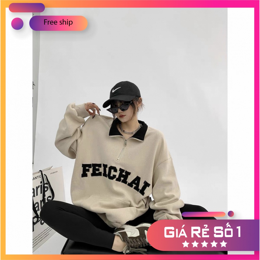 ÁO POLO KHÓA FEI CHẤT BO DẦY PHỐI CỔ, ÁO POLO DÀI TAY FORM RỘNG UNISEX PHONG CÁCH TRẺ TRUNG THỜI TRANG