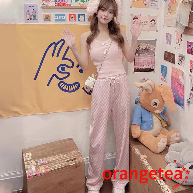 Quần dài nữ ống rộng họa tiết caro thời trang cá tính