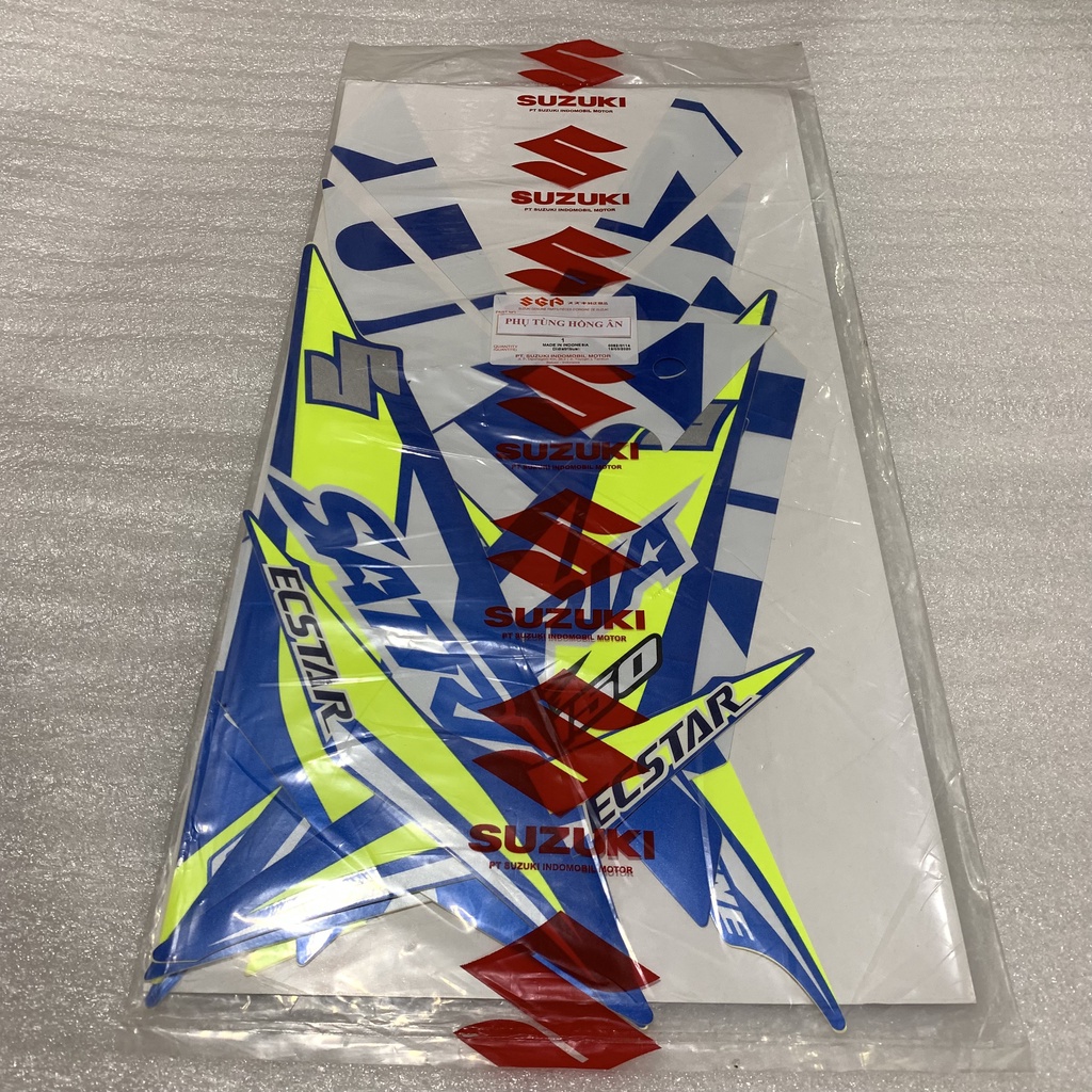 Bộ tem xanh GP 2019 Satria Fi, Raider Fi nhập khẩu chính hãng Suzuki Indonesia - PT HỒNG ÂN