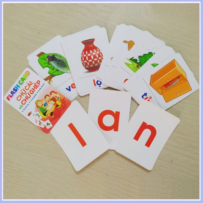 Bảng chữ cái, chữ ghép tiếng Việt 29 thẻ Flashcard giúp bé nhận biết mặt chữ hiệu quả