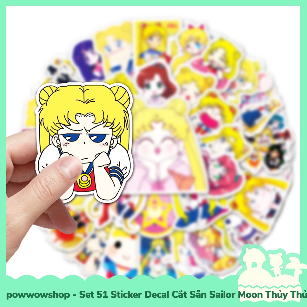 [Sẵn VN - Hỏa Tốc] Set 51 Sticker Mini Decal Dán Trang Trí Vật Dụng Mẫu Anime Manga Sailor Moon Thủy Thủ Mặt Heo Cute