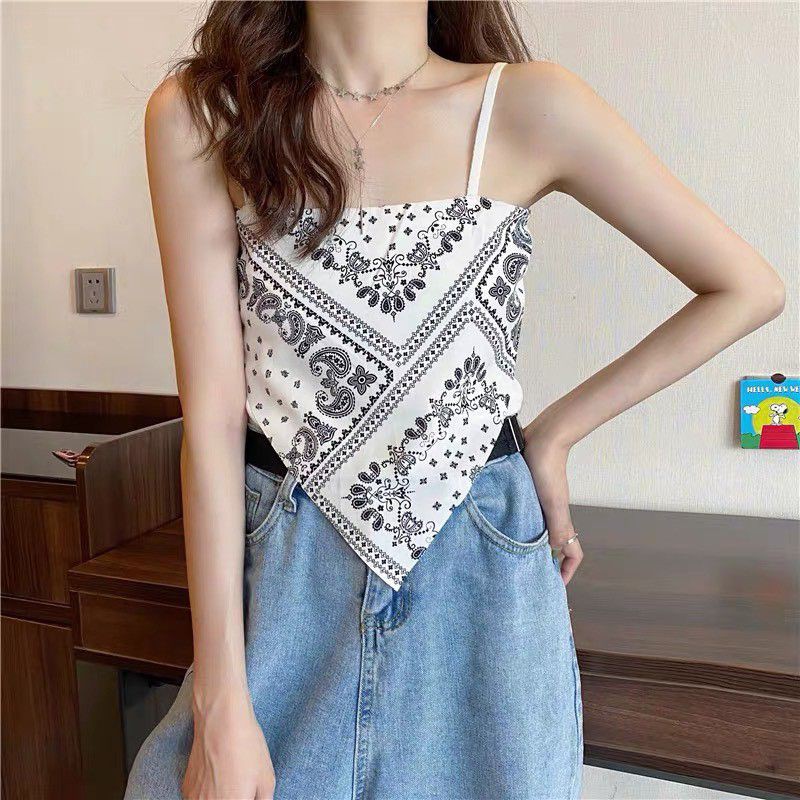 🍀🎀Áo hai dây khăn yếm HoneyStore.21 , 2 màu Đen, Trắng mix áo ống summer 2021, chất bozip cotton