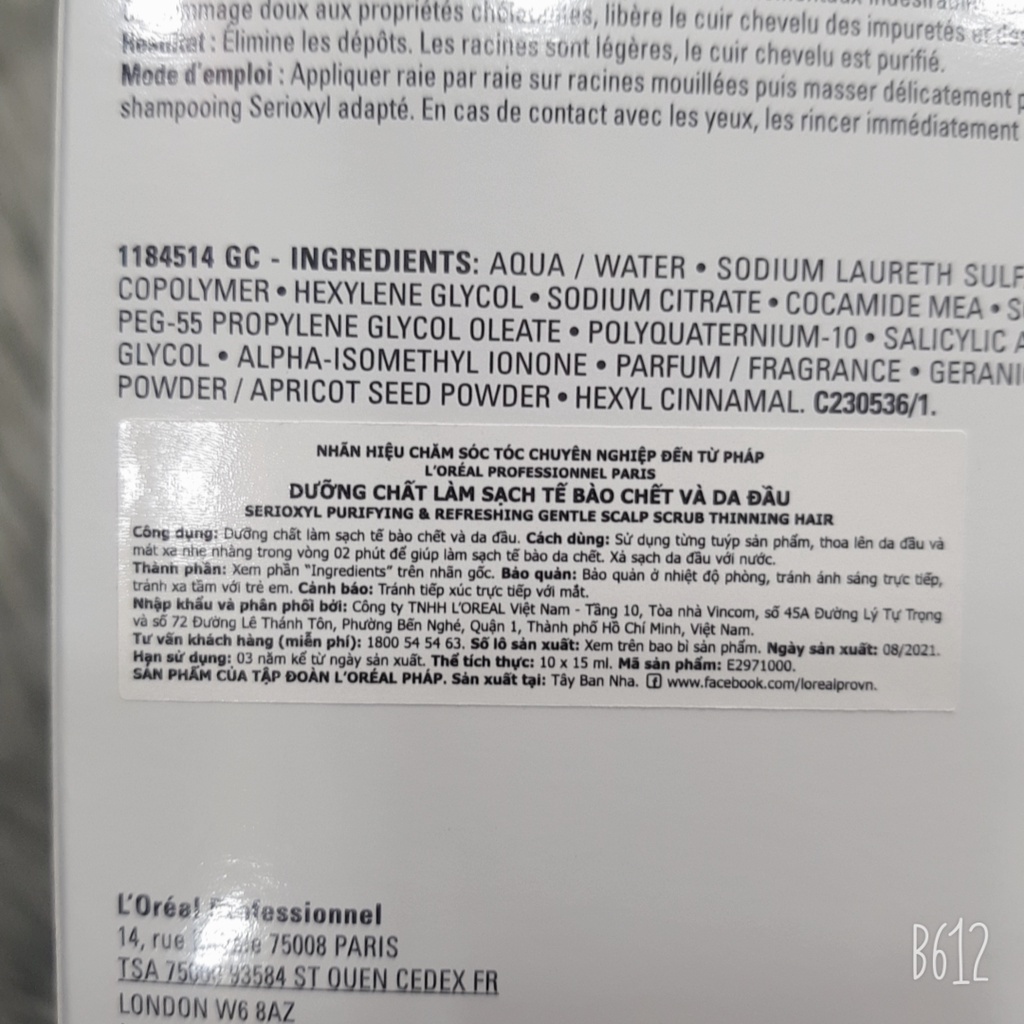 ( Hàng chính hãng ) Dưỡng chất làm sạch tế bào chết và da đầu Serioxyl Loreal