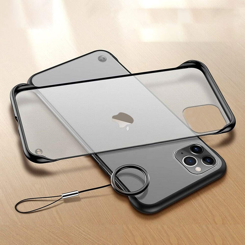 Ốp điện thoại nhám siêu mỏng không viền có dây đeo thích hợp cho iPhone 11 11pro 11promax 12 12pro 12promax