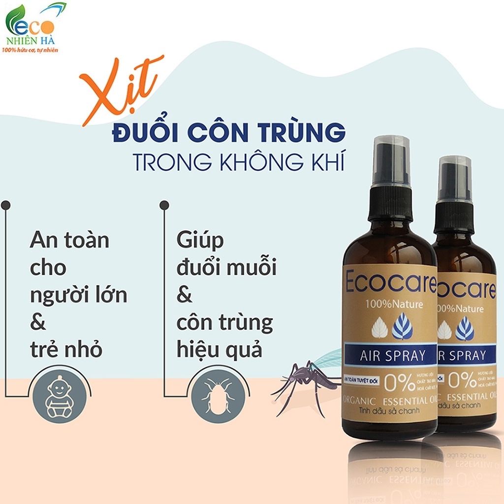 Tinh dầu đuổi muỗi ECOCARE 100ml, tinh dầu thiên nhiên xịt không khí, đuổi côn trùng