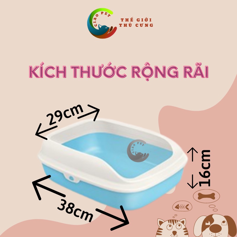 Khay vệ sinh cho mèo cỡ vừa tới to lớn chậu thành cao chống văng cát