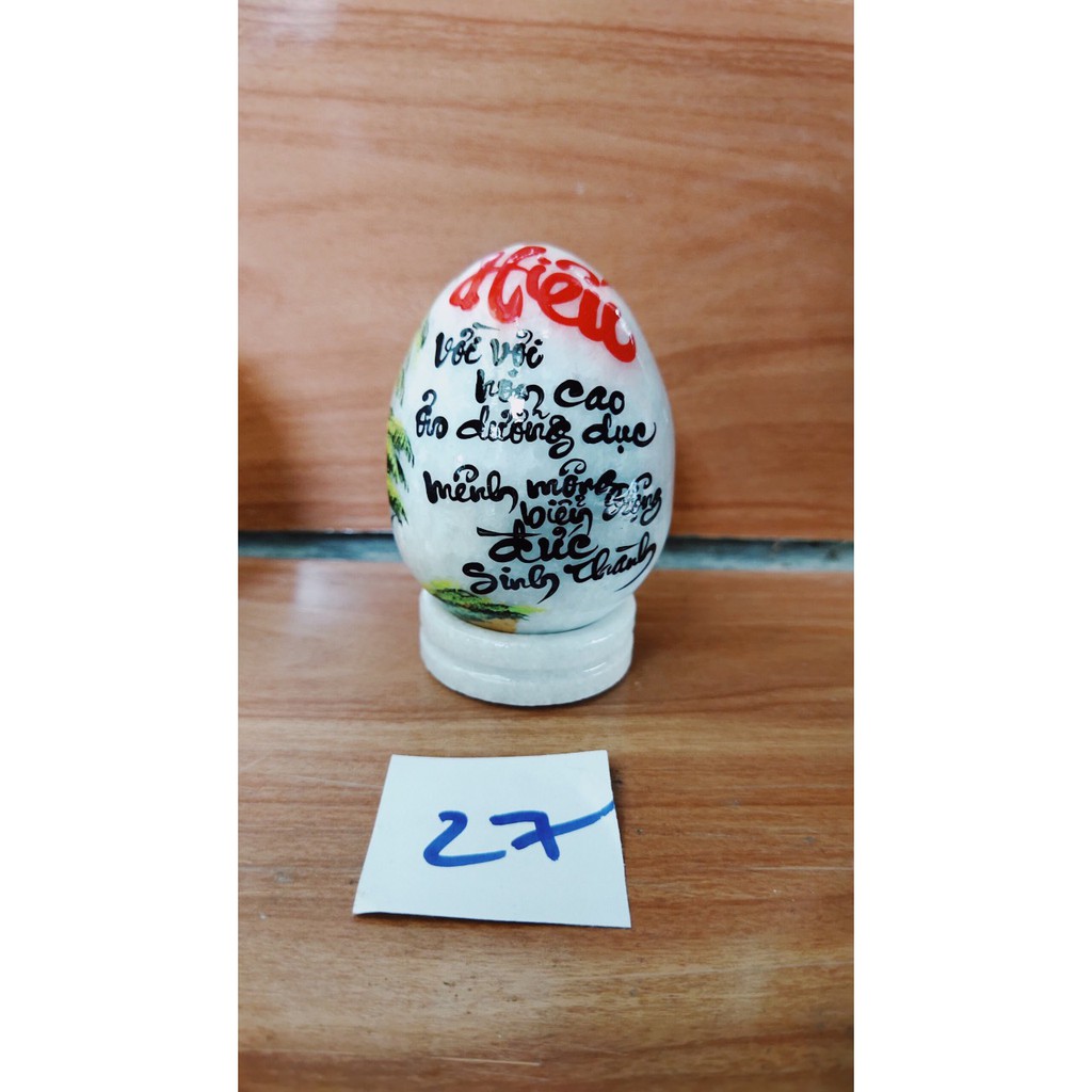 Trứng Thư Pháp kèm đế tự nhiên, Chủ đề HIẾU và CHA MẸ, Cao:8 cm, Rộng 4cm, giá gốc tại xưởng.