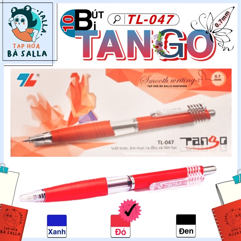 Hộp 10 Cây bút bi TANGO TL - 047 ngòi 0.7mm ( xanh/đỏ/đen )