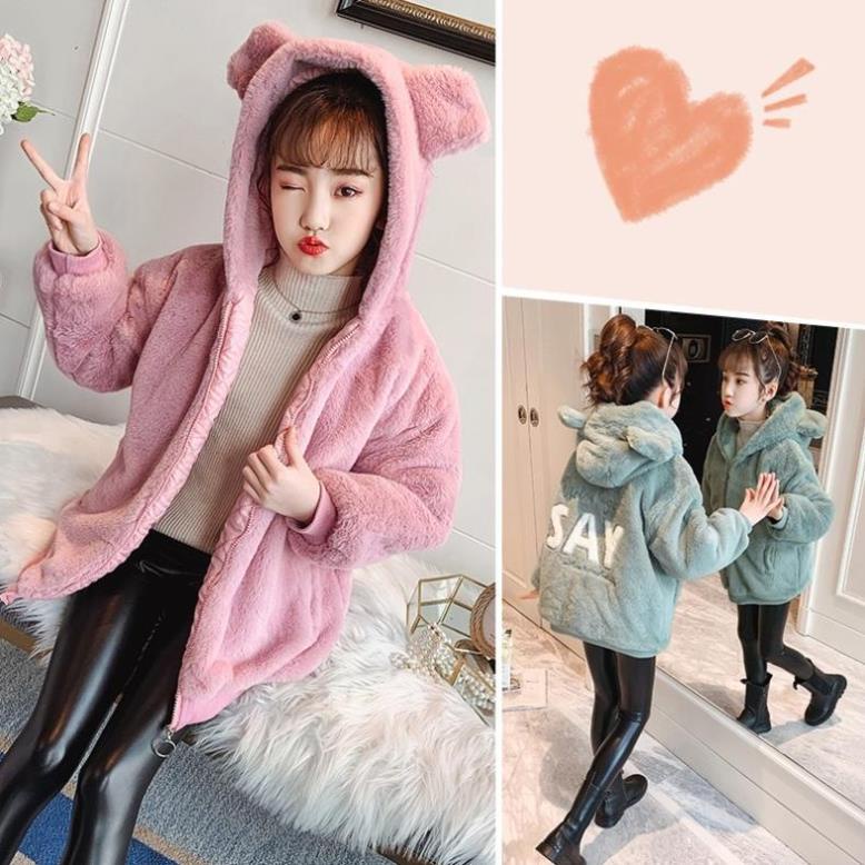 Áo khoác lông  bé gái 12 tuổi ☑️ Áo Khoác Dài Tay Hàn Quốc☑️  áo bé gái size đại 25kg, 30kg, 35kg, 40kg, 45kg