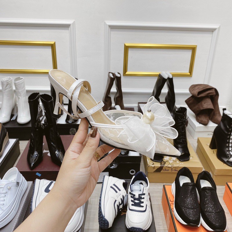 Giày ren nơ voan to đính ngọc tiểu thư (chat trước check size)