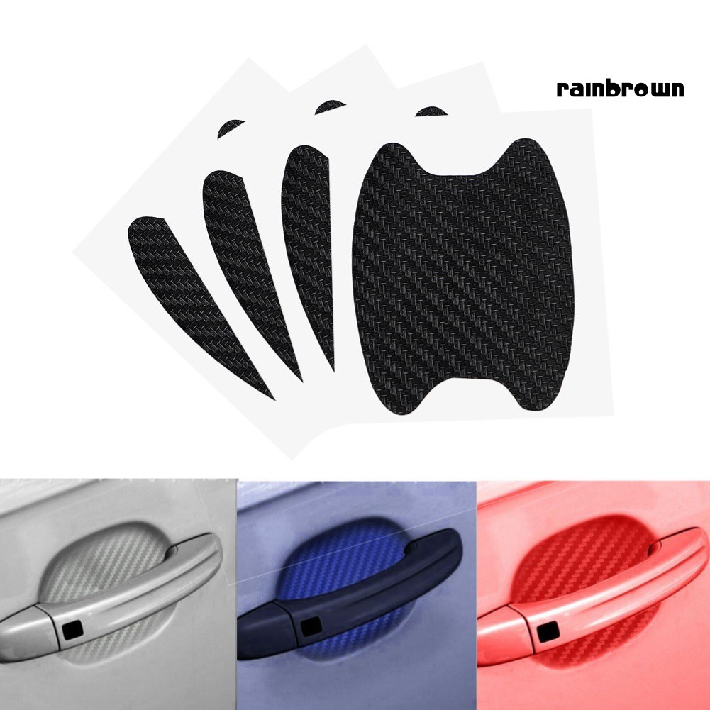 Bộ 4 Miếng Dán Bảo Vệ Tay Nắm Cửa Ô Tô Chất Liệu Sợi Carbon Và Pvc