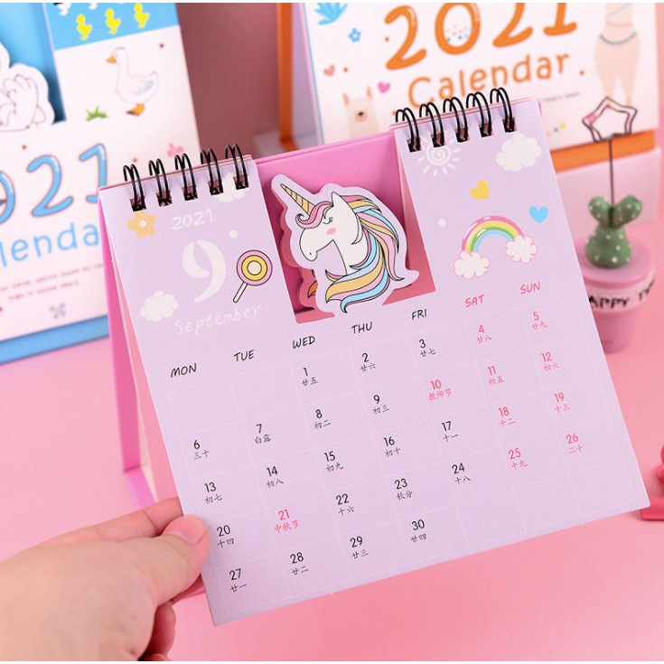 Lịch Để Bàn 2021 Square Hoạt Hình Siêu Dễ Thương Ver. 2( Lịch Đa Năng Ghi Chú Kế Hoạch To Do List)