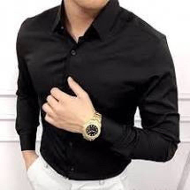ÁO SƠ MI NAM TAY DÀI MÀU ĐEN, VẢI  MÊM MỊN VÀ THOÁNG MÁT, SIZE M-6XL TỪ 40-90KG