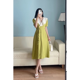 Váy phối tơ cổ V