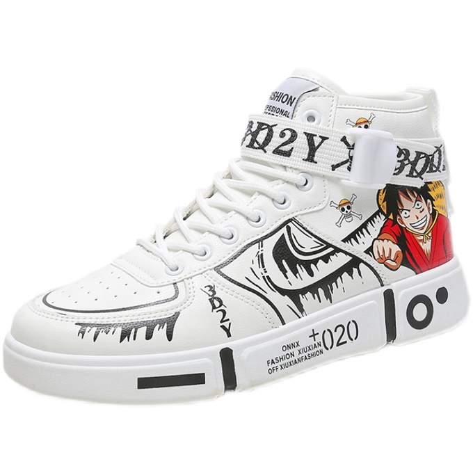Giày Thể Thao Cổ Cao Kéo Sau In Hình One Piece Cho Cặp Đôi Ace 38