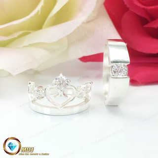 Nhẫn đôi bạc vương miện - MDJ