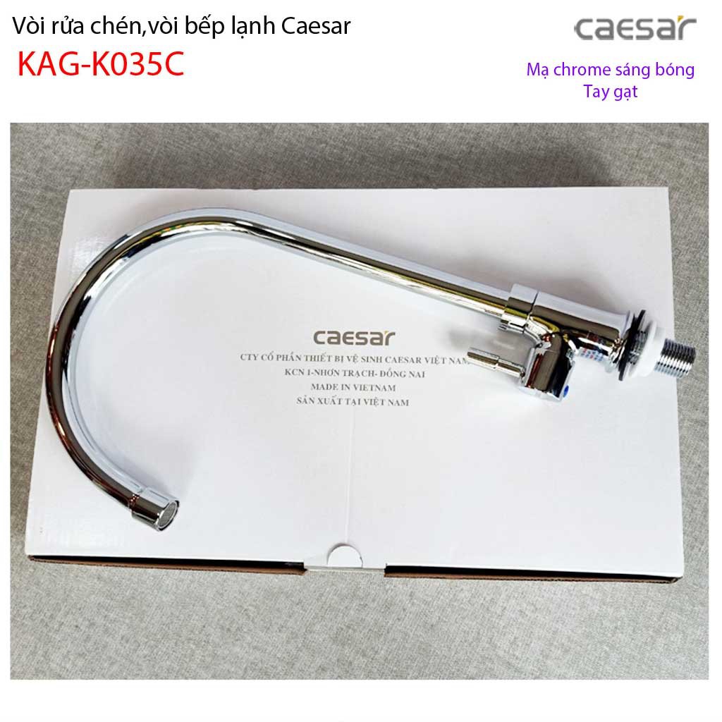 Vòi bếp lạnh Caesar KAG-K035C, sales kitchen faucet Vòi rửa chén bát lạnh Caesar cần cong hiệu suất tốt sử dụng tốt