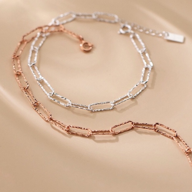 Lắc Tay Bạc Nữ MIRASON Dây Xích Vuông To, Trơn, Unisex, Basic Cá Tính MLT070 - Vòng Tay Nam Nữ Bạc 925 Cao Cấp