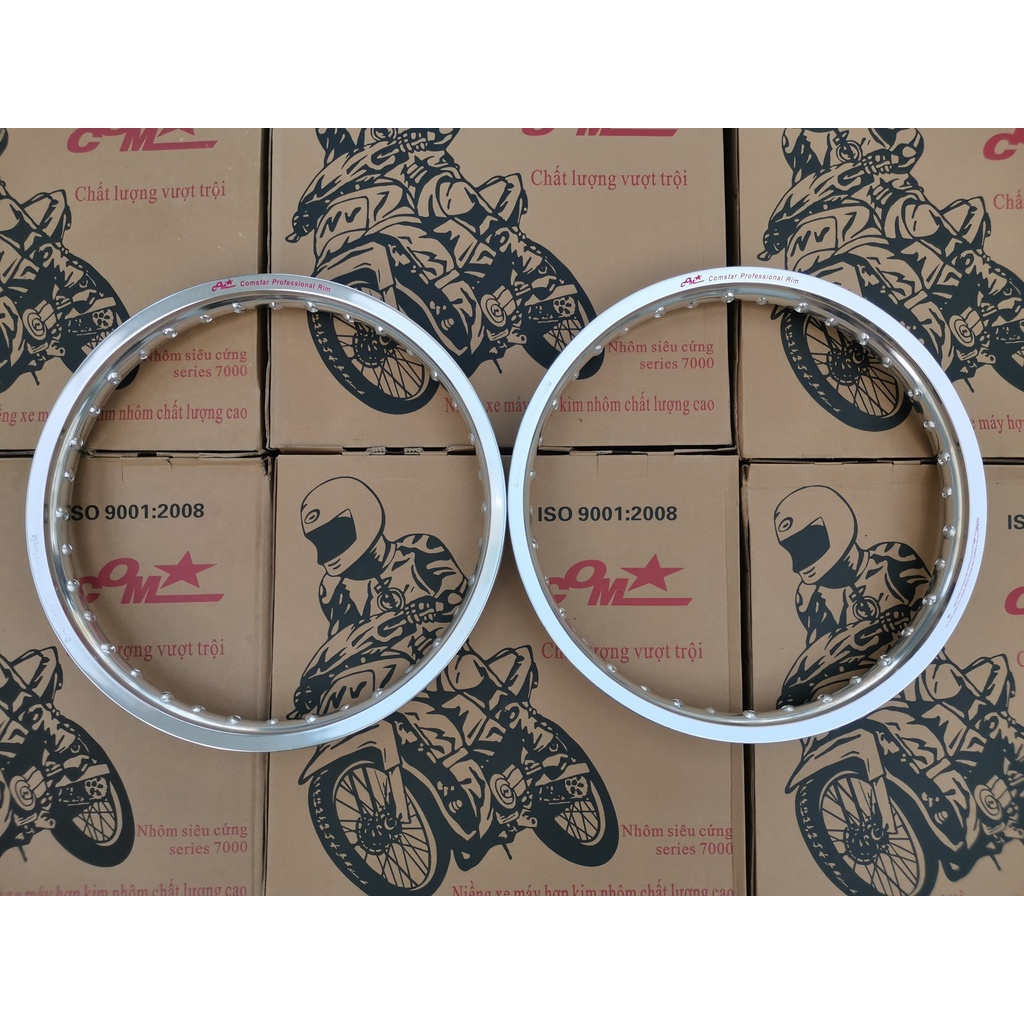 Niềng(Vành) xe máy hợp kim nhôm cao cấp Comstar phiên bản W bạc bóng 1.6 và 1.6 Thái Lan