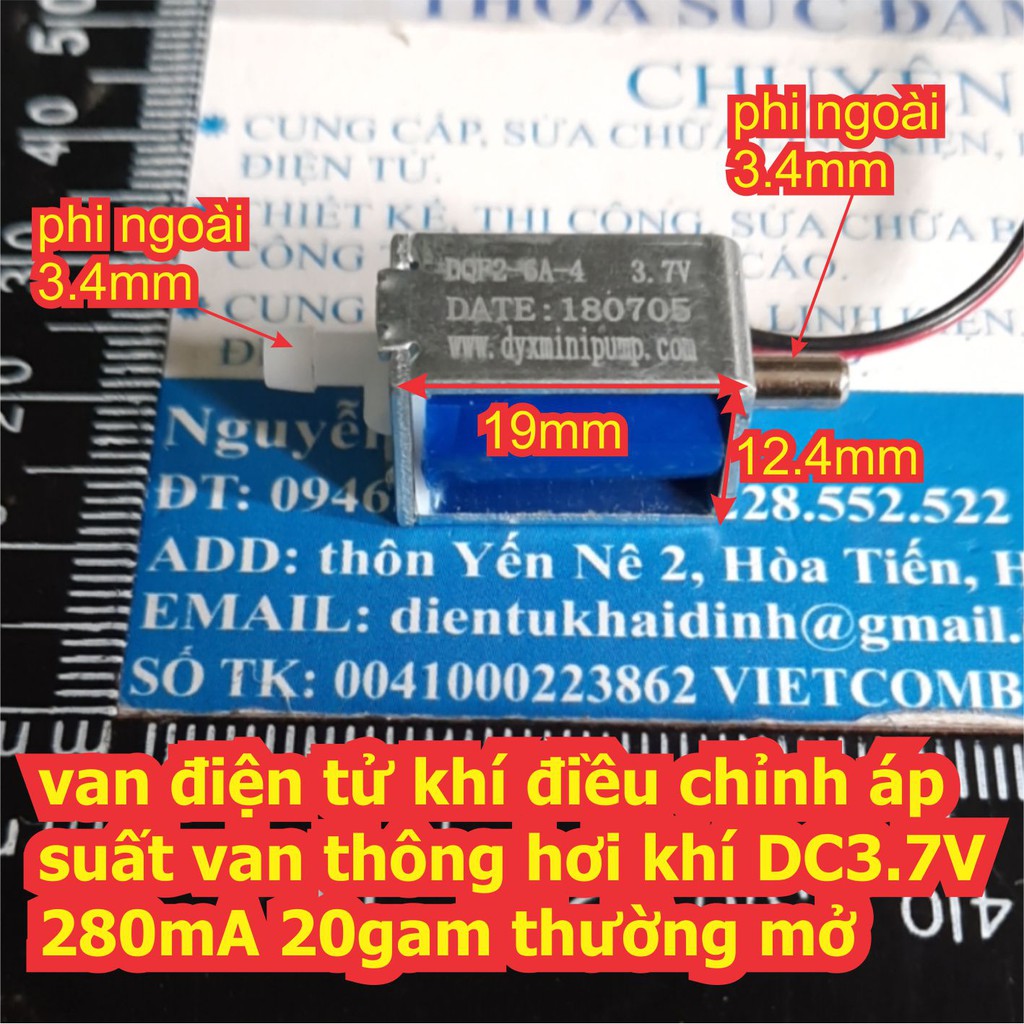 van điện tử khí điều chỉnh áp suất van thông hơi khí DC3.7V 280mA 20gam thường mở kde7009