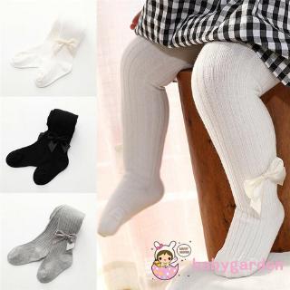 Quần tất cotton trơn màu giữ ấm cho bé gắn nơ