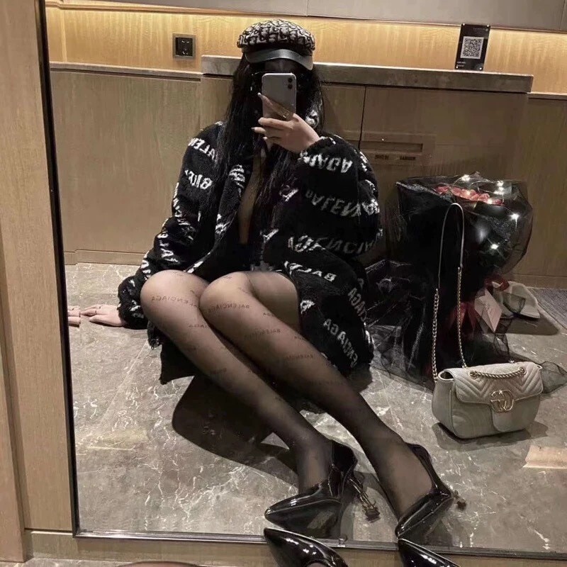 English B Letter Paris Black Sexy Stockings Family Arbitrarily Cut Non-hook Silk Socks Stockings Women Thin Pantyhose Women Sock