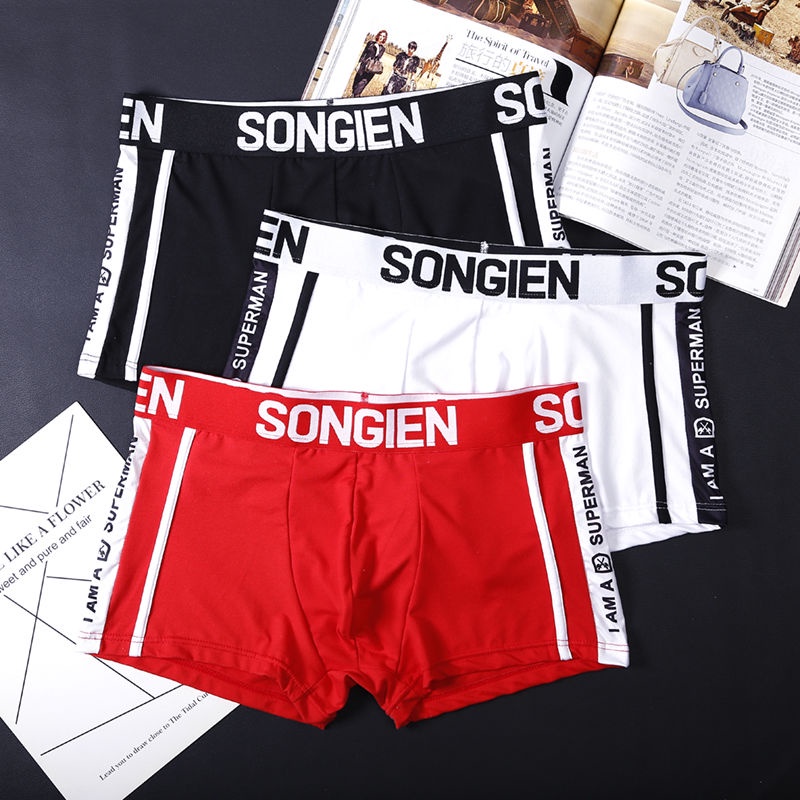 Quần Lót Boxer Vải Mềm Thoáng Khí In Chữ Cá Tính Cho Nam