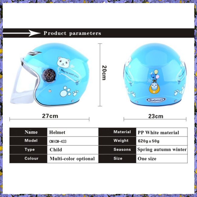 FL【COD Ready】Mũ bảo hiểm nguyên đầu cho bé có kính chắn gió đáng yêu