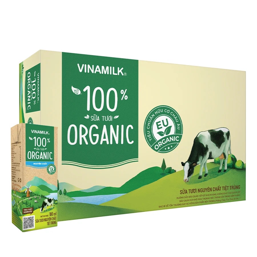 THÙNG 48 HỘP SỮA TƯƠI VINAMILK ORGANIC 180ML