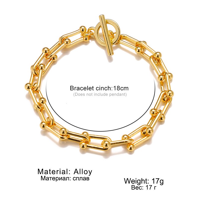 Vòng tay dây xích màu bạc/ vàng phong cách punk cổ điển cho nữ