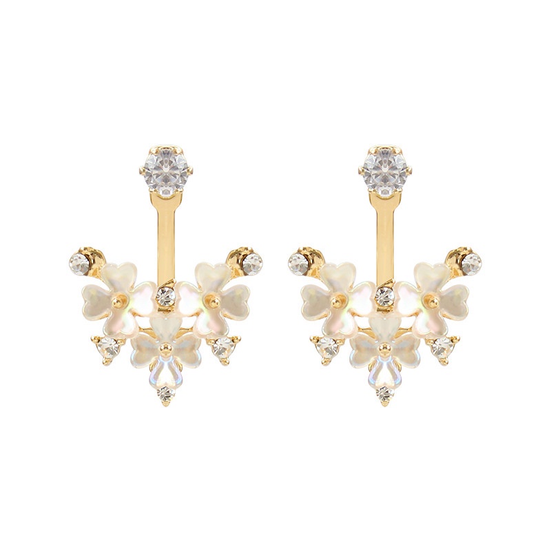 Bông Tai Hình Chữ V Đính Đá Lấp Lánh Phong Cách Hàn Quốc Thời Trang Cho Nữ